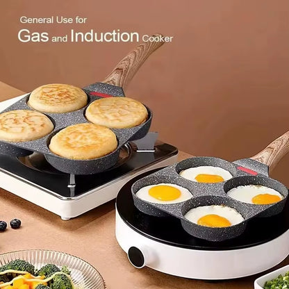 Medical Stone Four-Hole Non-Stick Omelette Pan for Breakfast Egg Burgers and Dumplings
