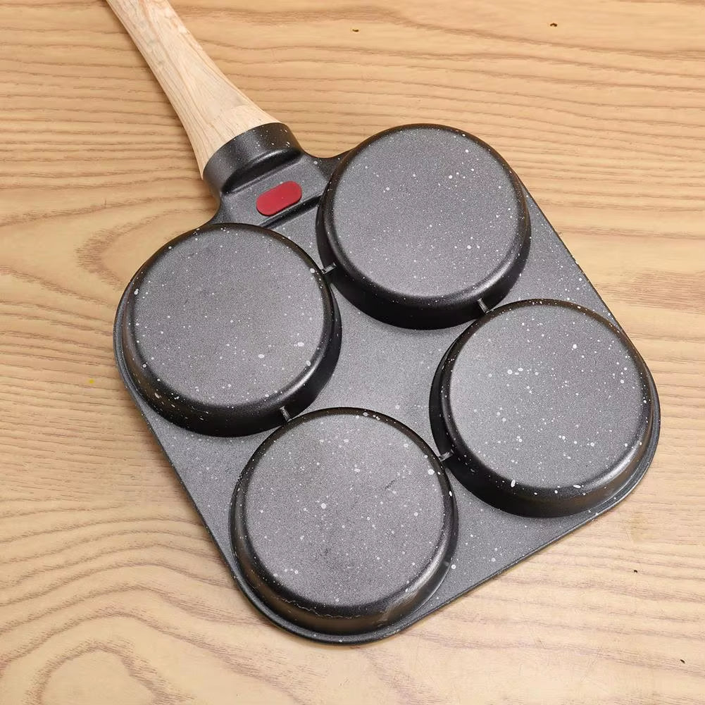 Medical Stone Four-Hole Non-Stick Omelette Pan for Breakfast Egg Burgers and Dumplings