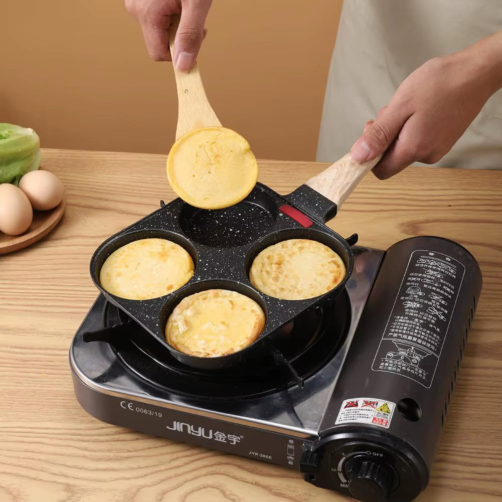 Medical Stone Four-Hole Non-Stick Omelette Pan for Breakfast Egg Burgers and Dumplings