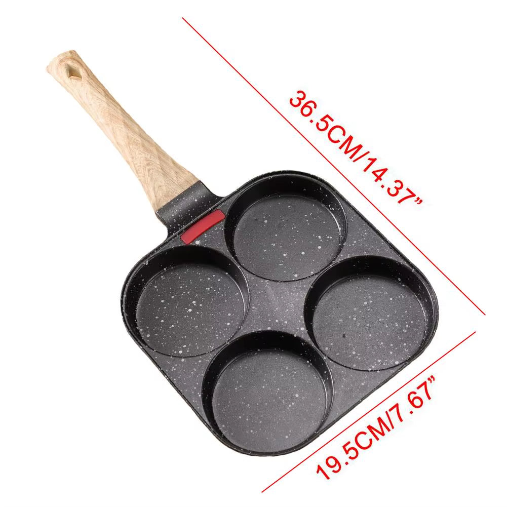 Medical Stone Four-Hole Non-Stick Omelette Pan for Breakfast Egg Burgers and Dumplings