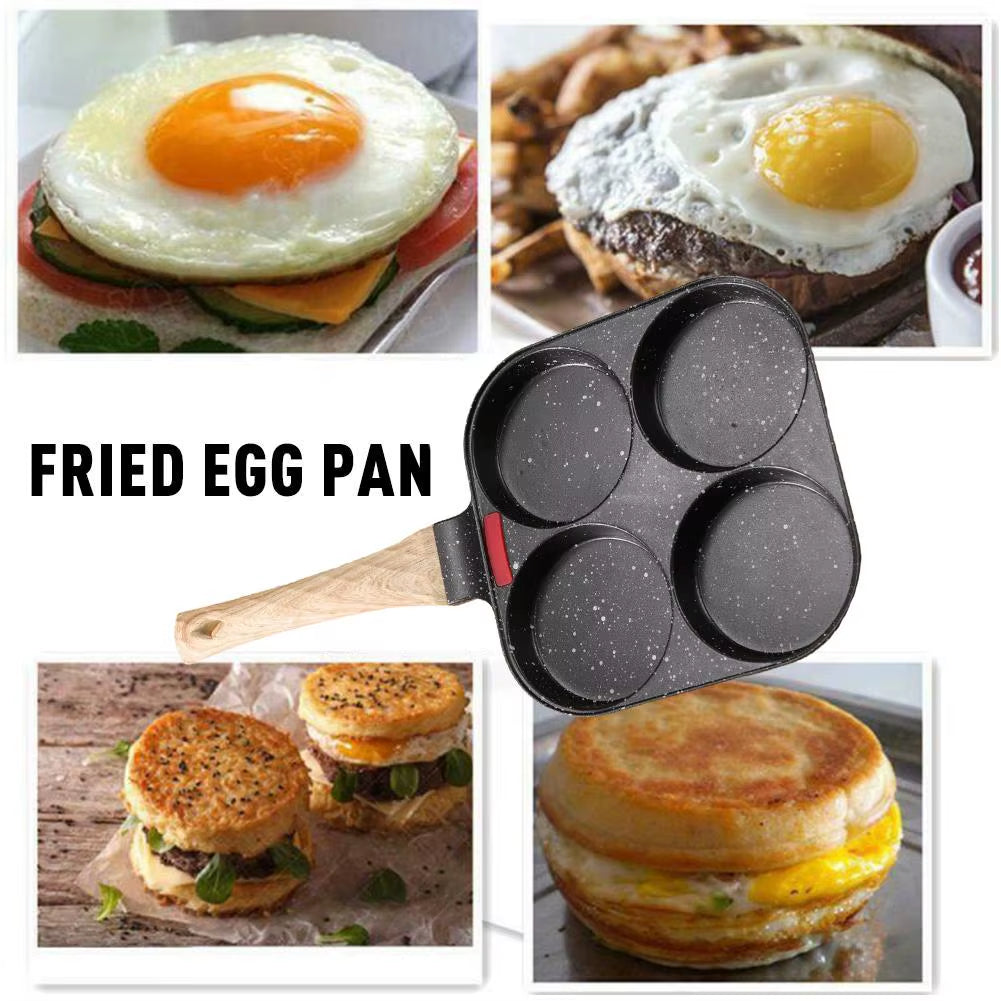 Medical Stone Four-Hole Non-Stick Omelette Pan for Breakfast Egg Burgers and Dumplings